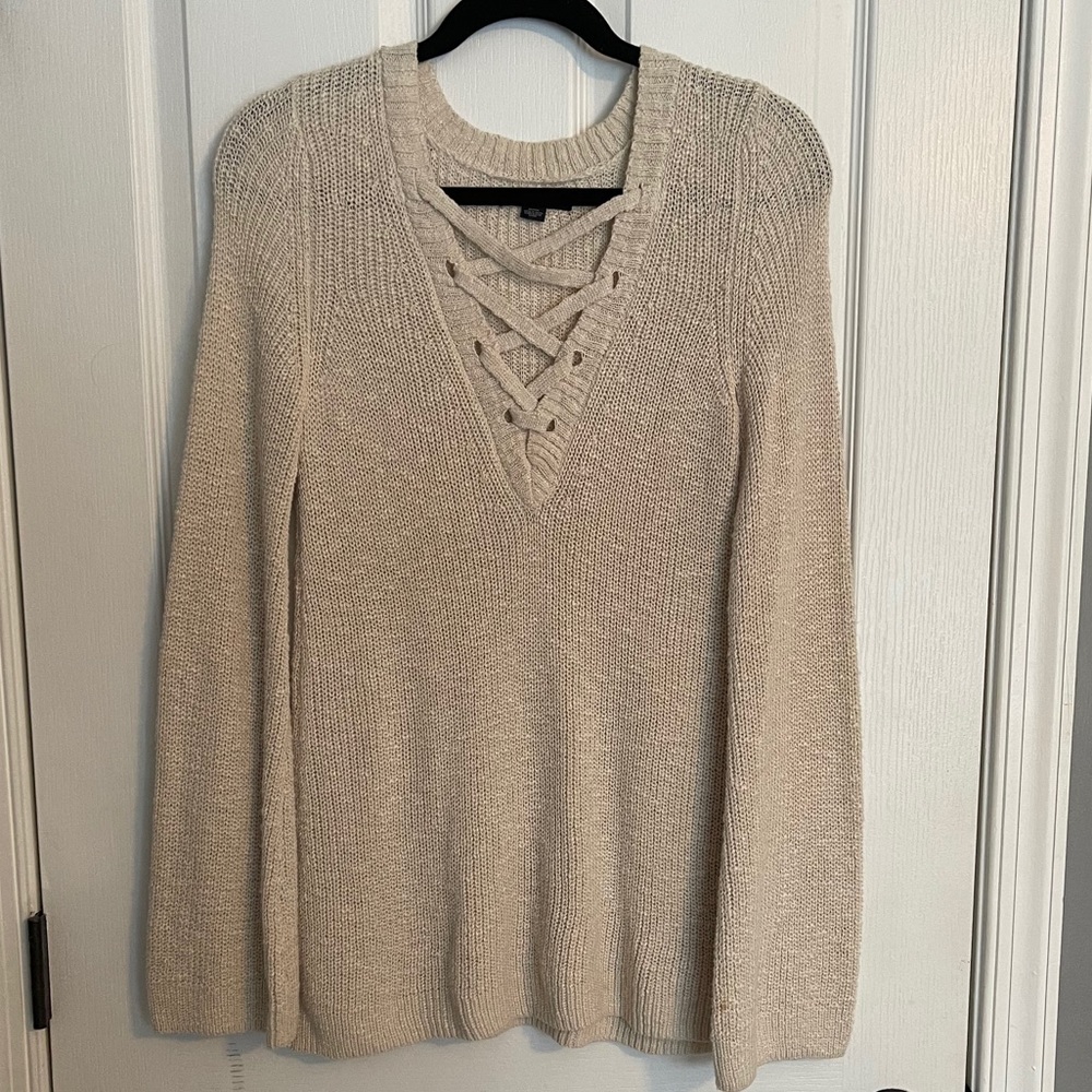 American Eagle V-Neck Cross Sweater